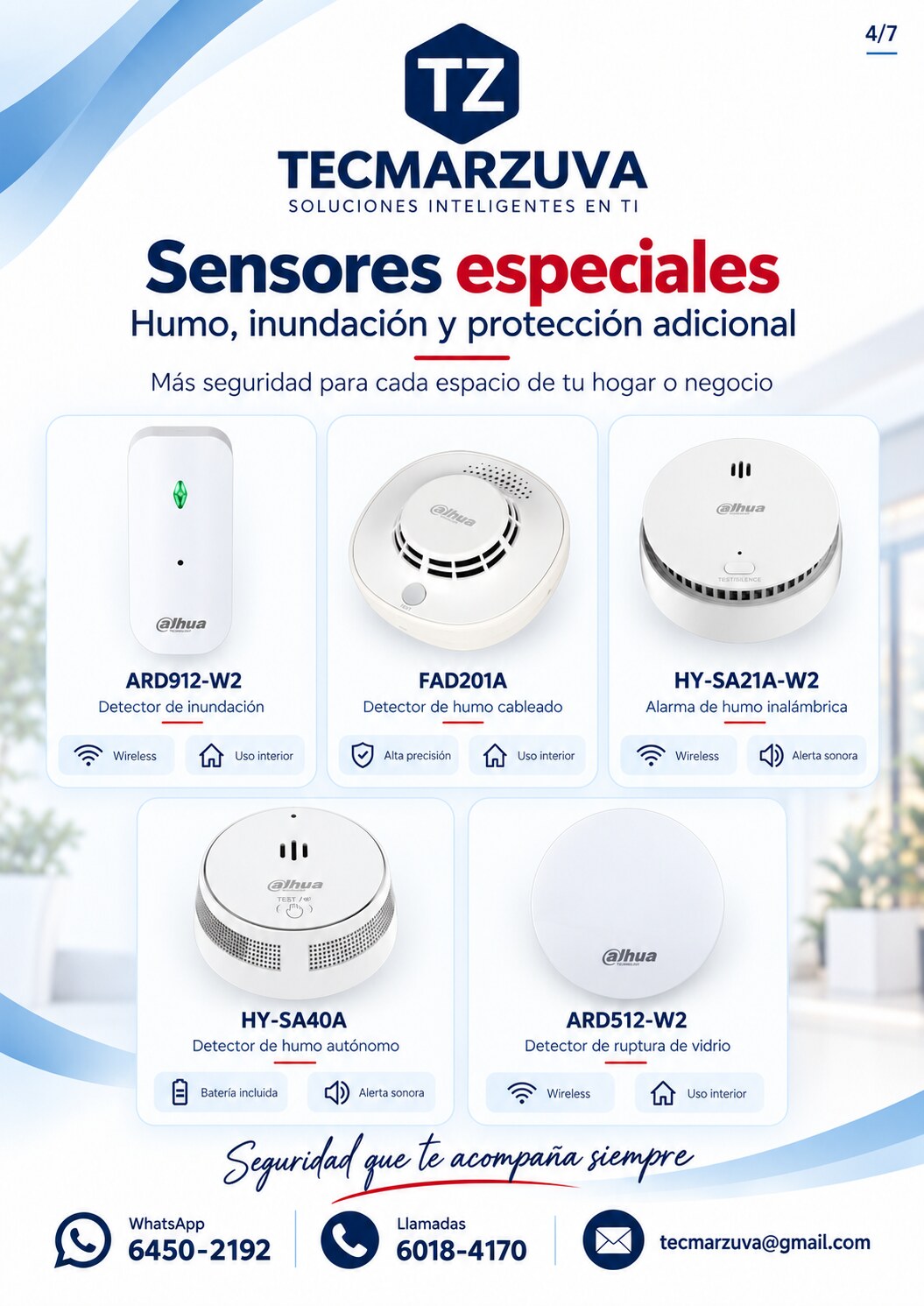 Sensores de humo e inundación Dahua
