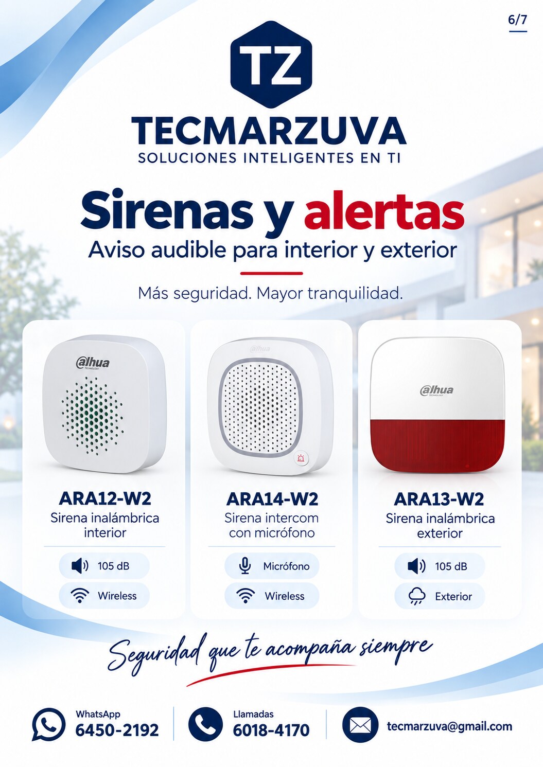 Sirenas de alarma interiores y exteriores